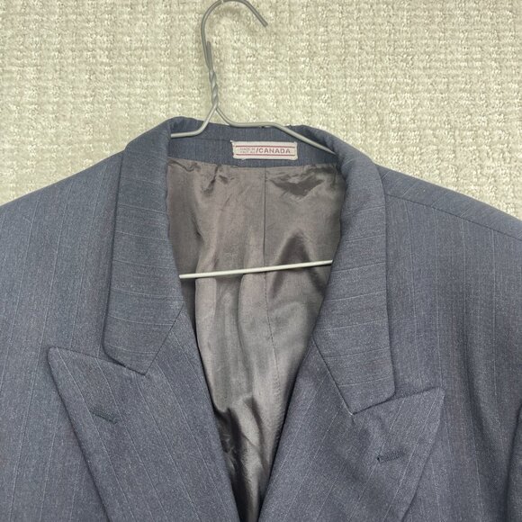 Henley Canada Blue Wool Double Breasted Suit Jacket Men’s 39R + 33W Pants Set - Picture 2 of 16